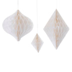 White Honeycomb Paper Hanging Decorations- 5 Inner Pack