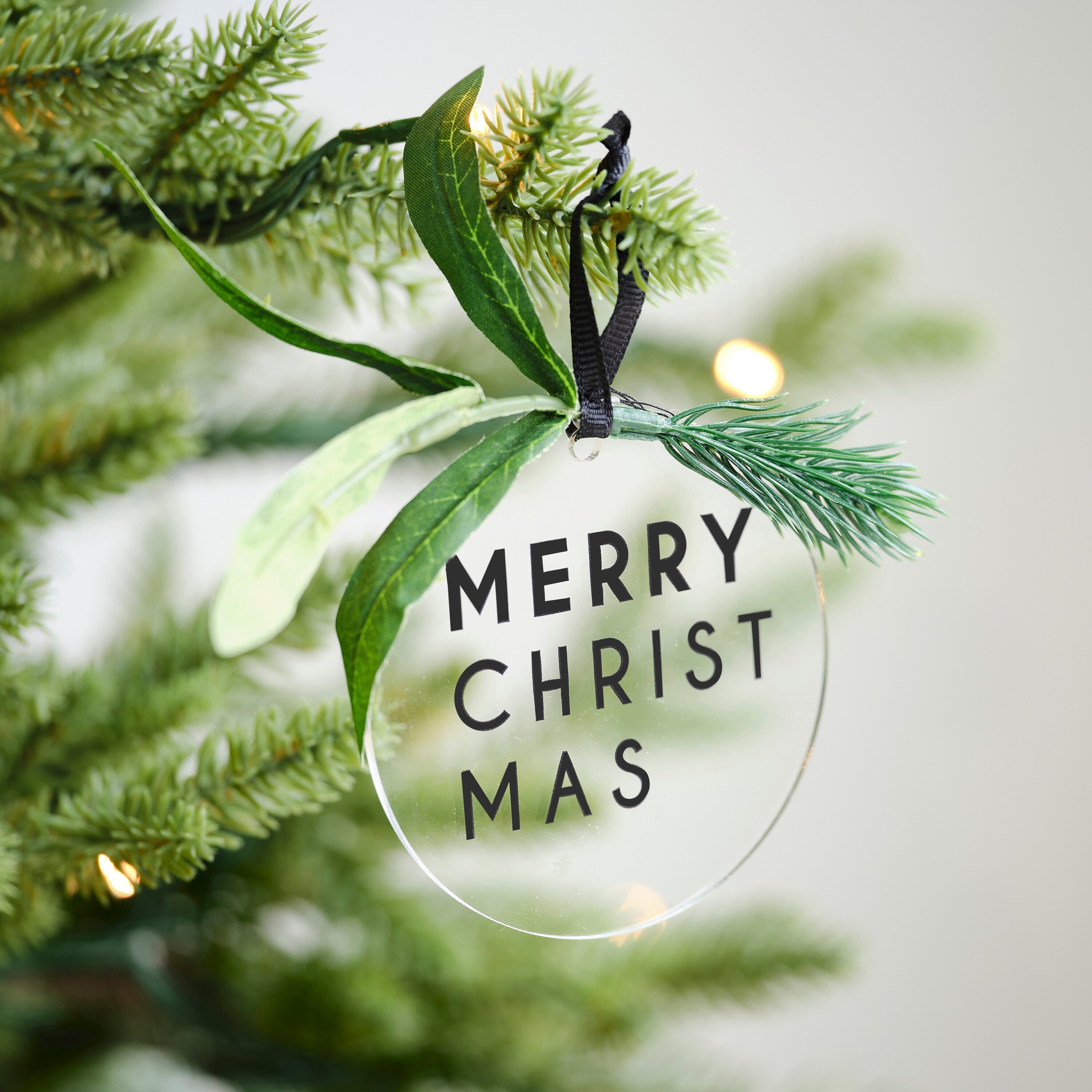 Merry Christmas Tree Decoration with Foliage- 5 Inner Pack