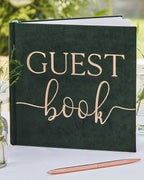 Botanical Wedding Green Velvet Guest Book