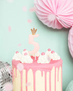 Light Pink Number 5 Candle with Crown - 9.5cm