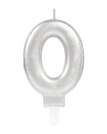 Silver Metallic Finish Number 0 Candle