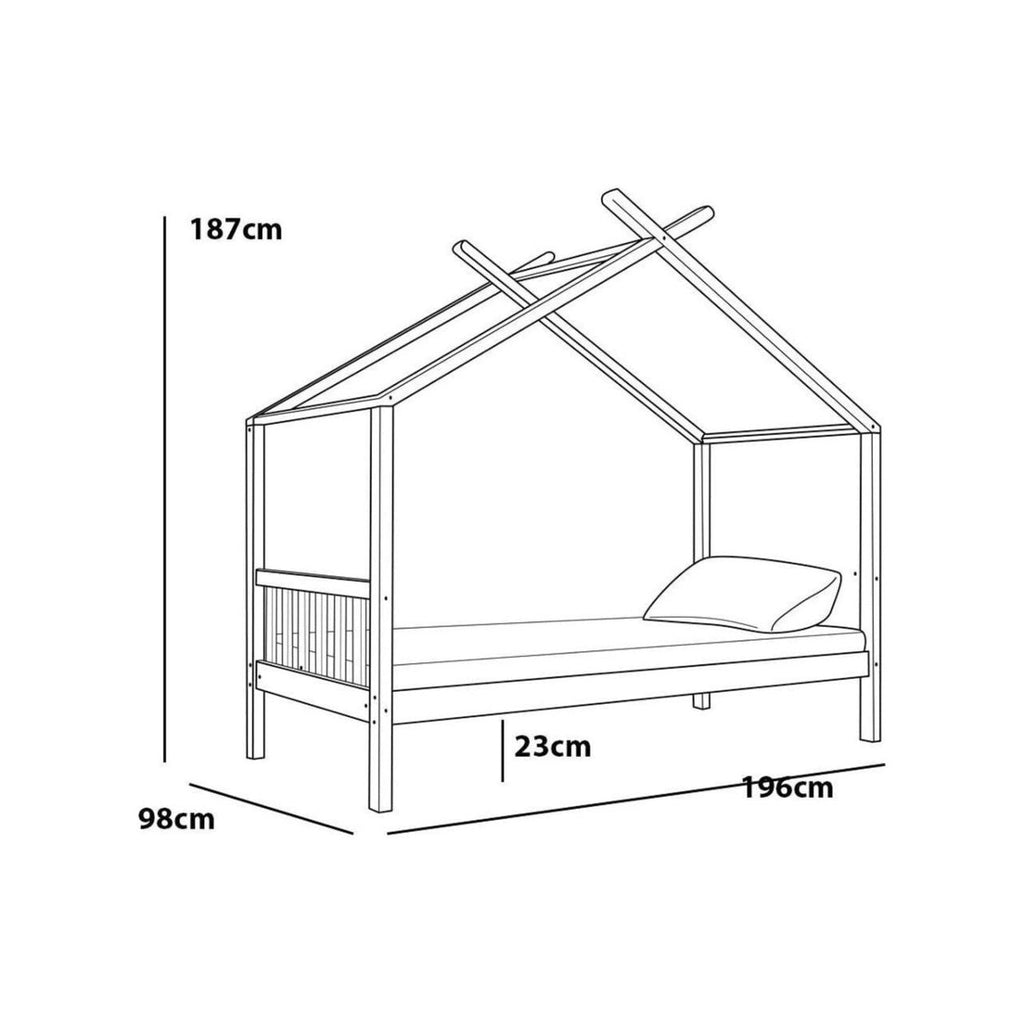 Charlie Kids White Wooden House Bed - Single - Beales department store