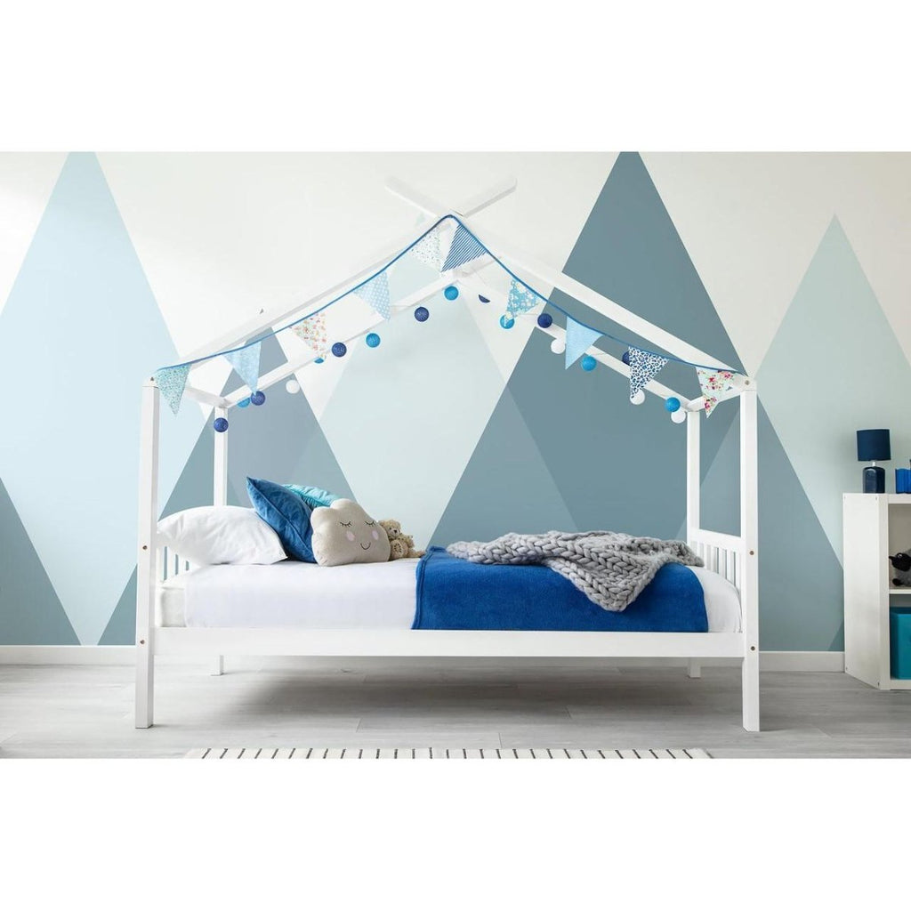 Charlie Kids White Wooden House Bed - Single - Beales department store