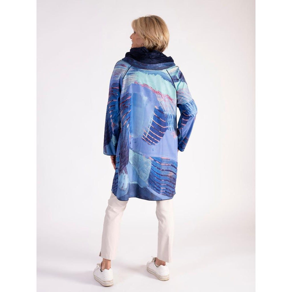 Chesca Abstract Butterfly Print Reversible Raincoat - Blue/Multi - Beales department store