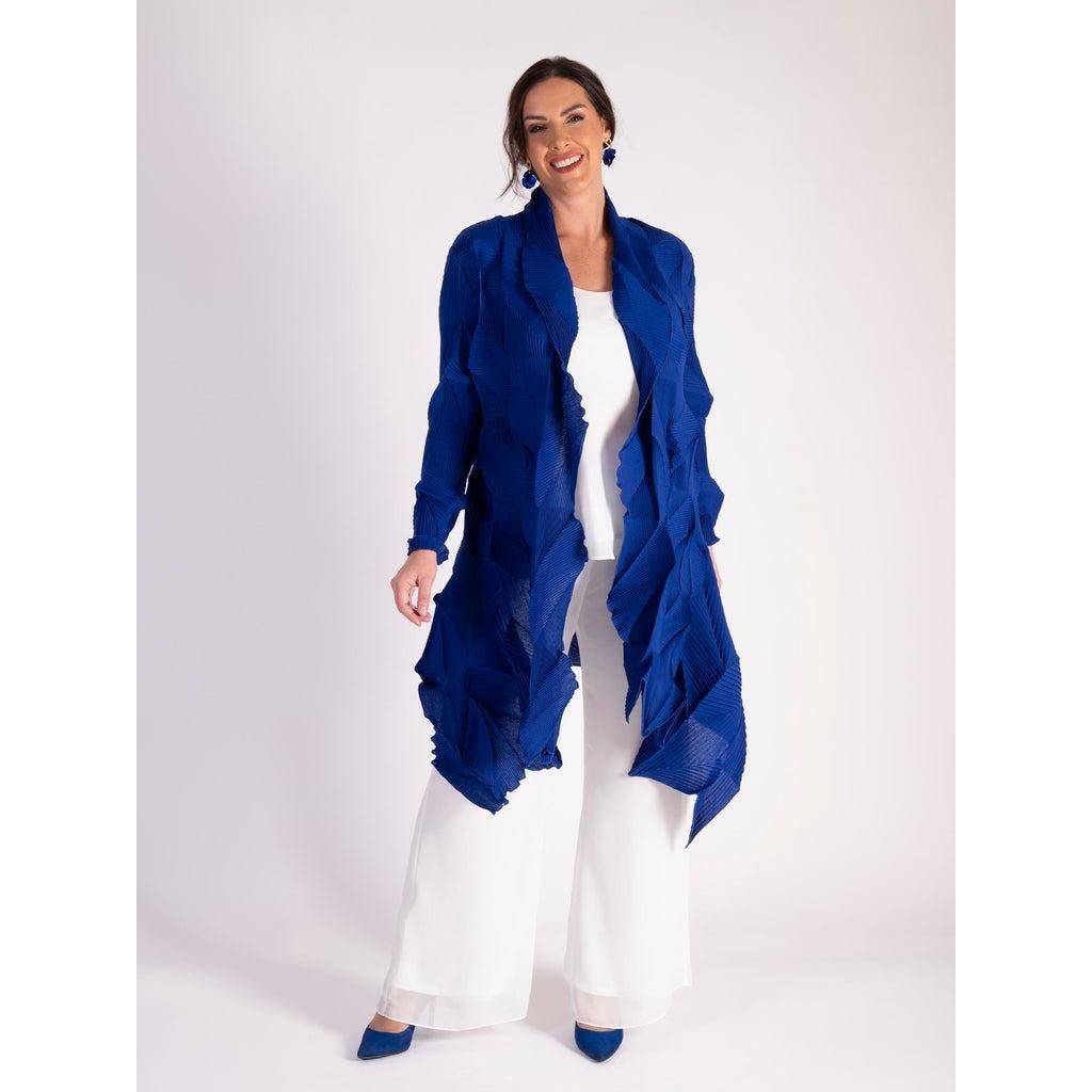 Chesca Cobalt 3-D Pleated Long Shrug - Beales department store