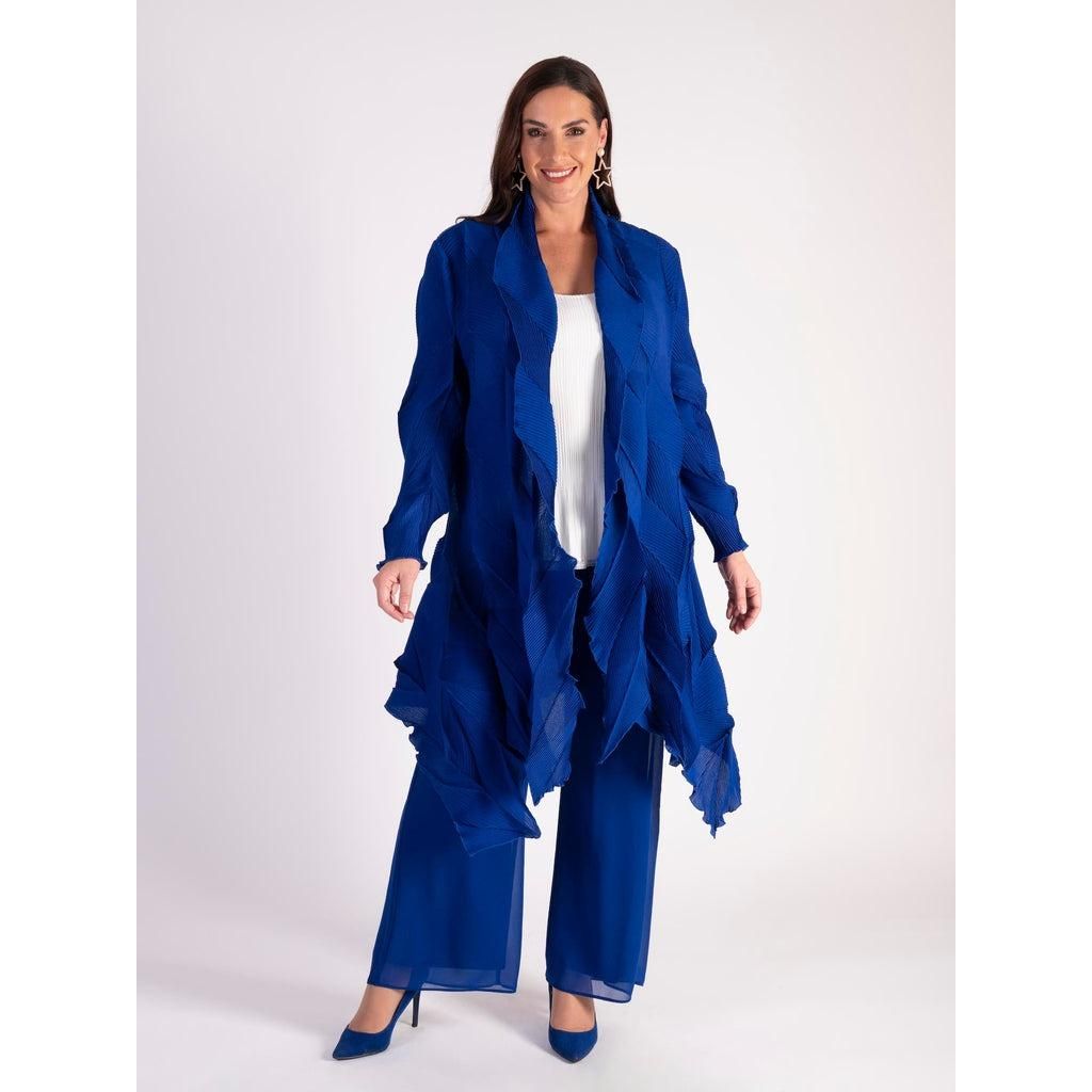 Chesca Cobalt 3 - D Pleated Long Shrug - Beales department store