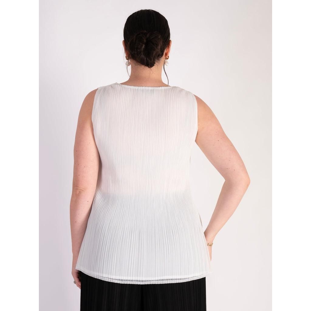 Chesca Ivory Plisse Mesh Camisole - Beales department store