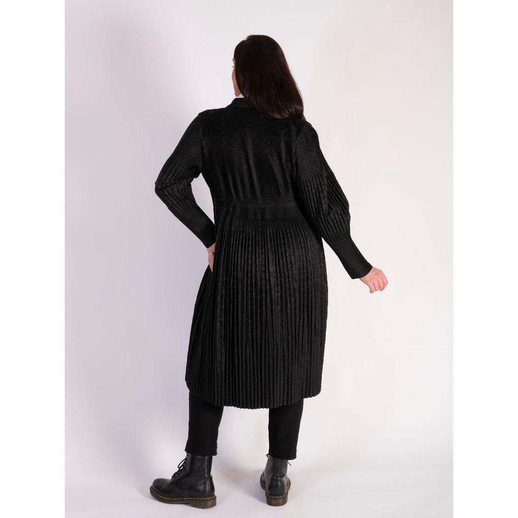 Chesca Lightweight Quilt Pleated Long Coat - Black - Beales department store