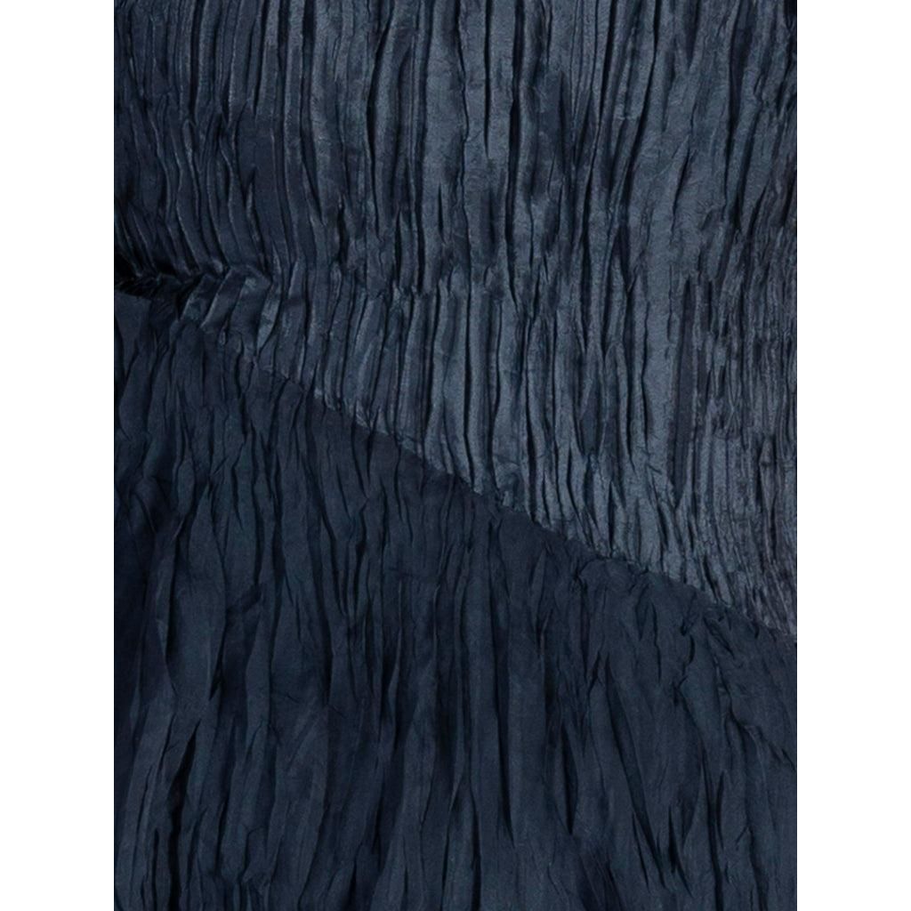 Chesca Navy Satin And Chiffon Crush Pleated Layer Dress With 3/4 Sleeve - Beales department store