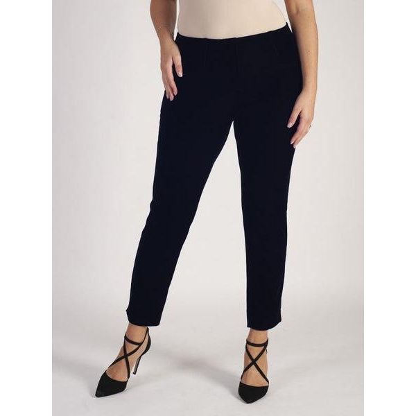 Chesca Navy Velvet Stretch Trouser - Beales department store