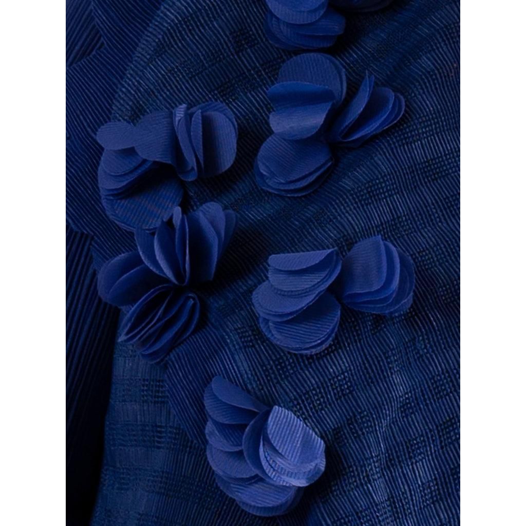 Chesca Royal Blue Pleated Dress With Chiffon Flower Details - Beales department store