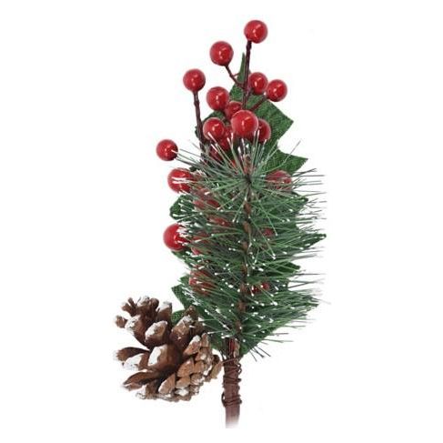 Christmas Pick 26cm Pinecone, Big Berries & Leaves - Beales department store