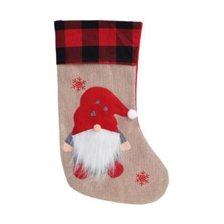 Christmas Stocking 44cm Gnome With Heart Hat - Beales department store