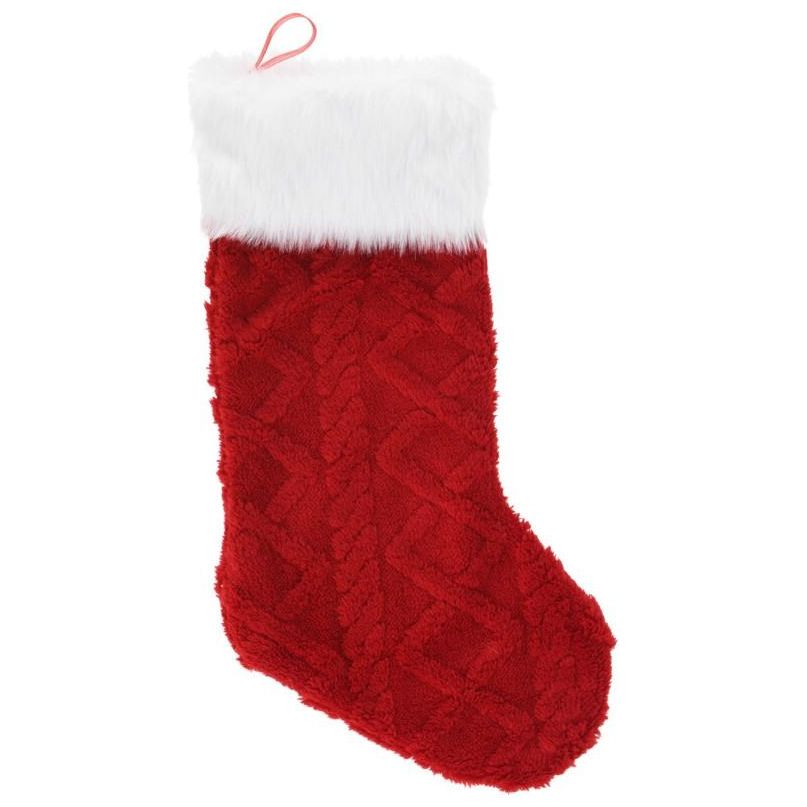 Christmas Stocking With Plush Red - Beales department store