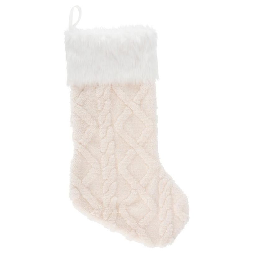 Christmas Stocking With Plush White - Beales department store