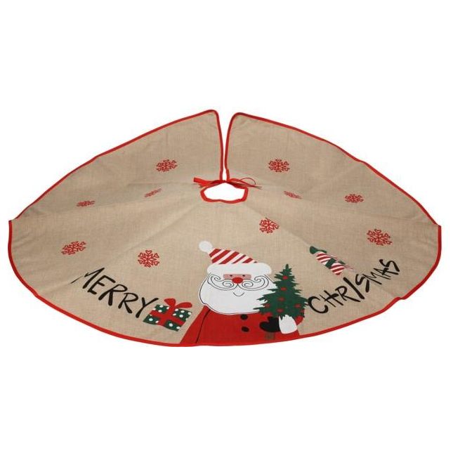 Christmas Tree Skirt Diameter 100cm Red With Santa - Beales department store