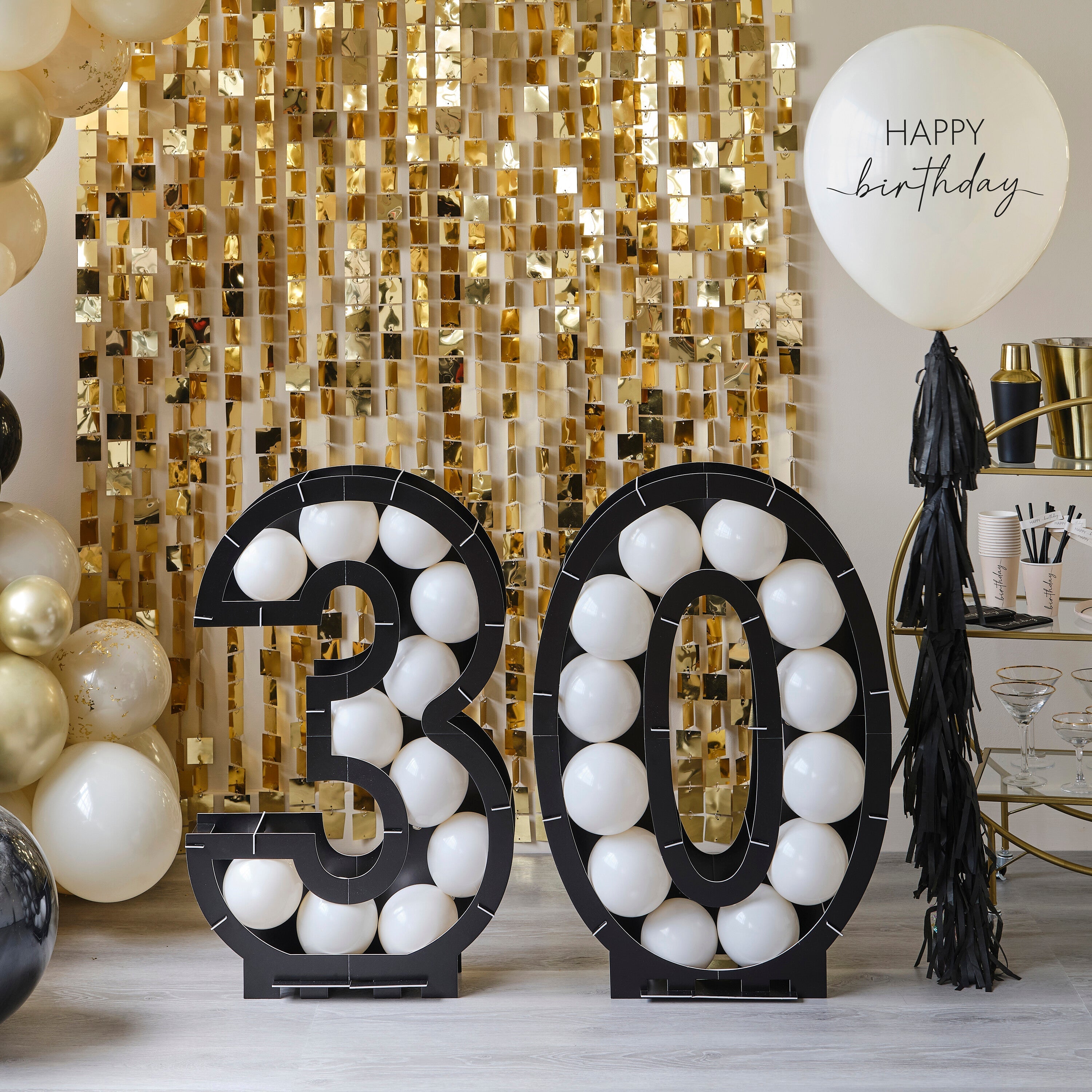 Black 30th Balloon Mosaic Frame Decoration- 4 Inner Pack