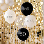 Black, Nude, Cream and Champagne Gold 50th Birthday Party Balloons- 5 Inner Pack