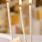Nude and Champagne Gold Tall Marble Birthday Cake Candles- 5 Inner Pack