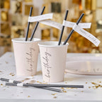 Nude and Black Happy Birthday Paper Straws- 5 Inner Pack