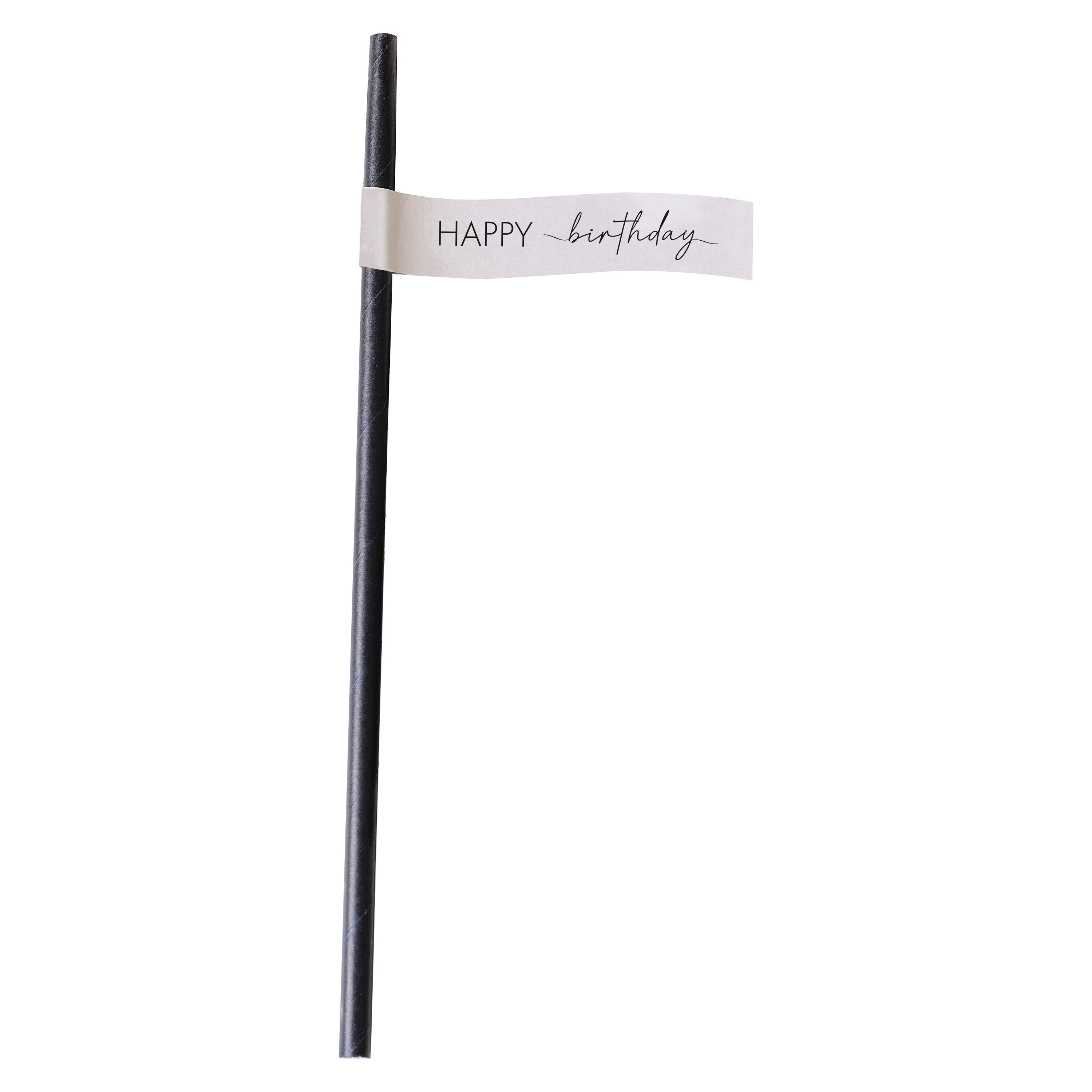 Nude and Black Happy Birthday Paper Straws- 5 Inner Pack