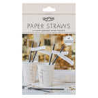 Nude and Black Happy Birthday Paper Straws- 5 Inner Pack