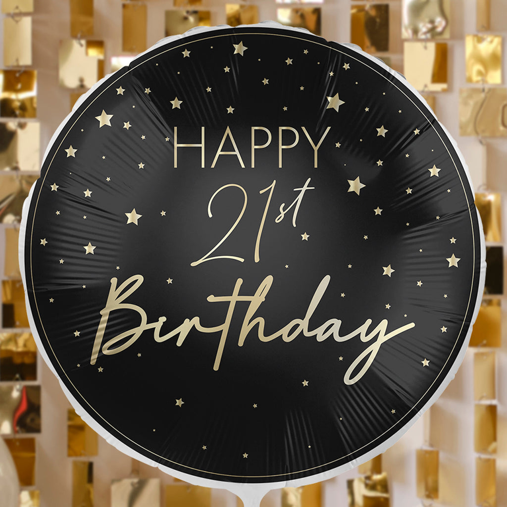 Black & Gold 21st Birthday Balloon