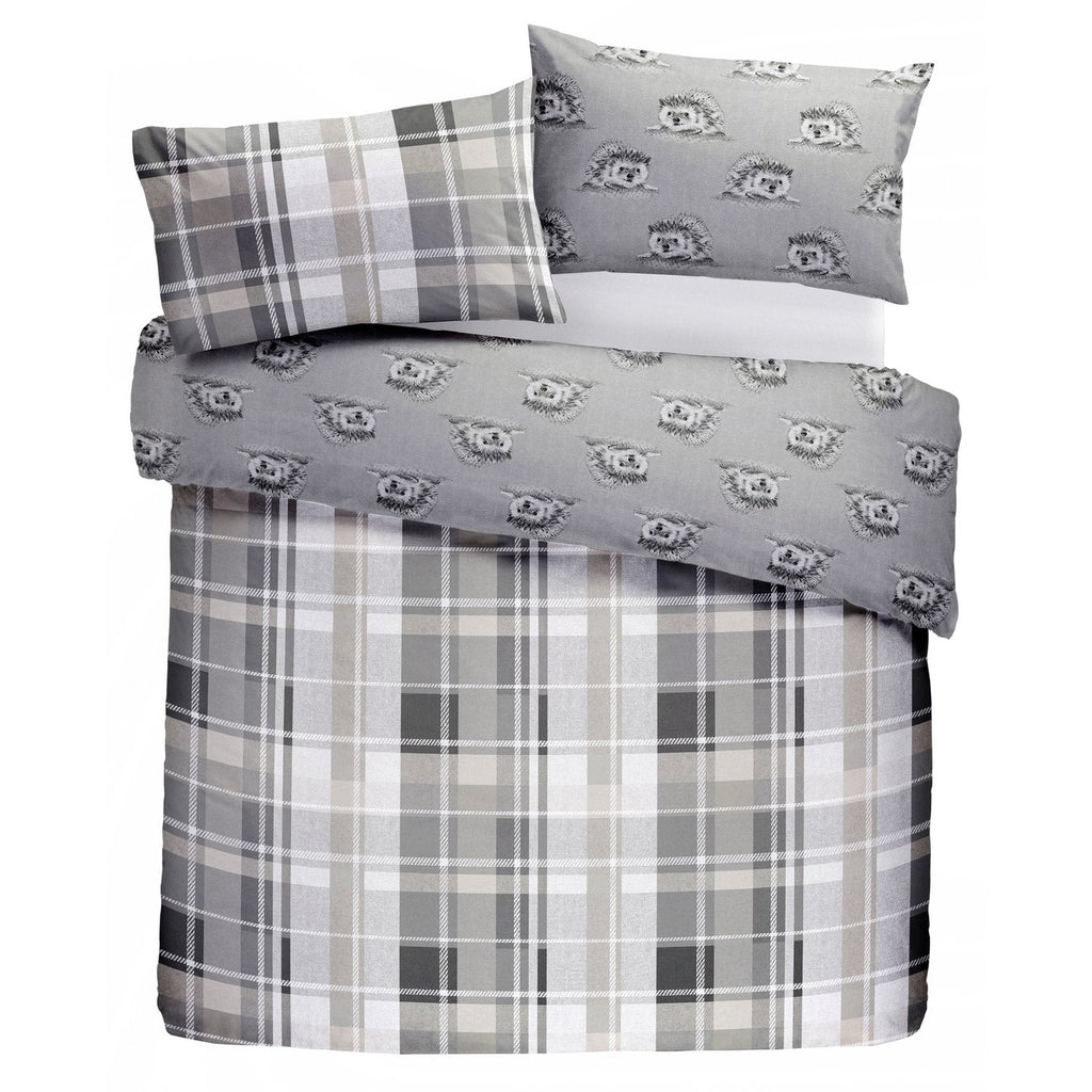 Colville Check Grey Brushed Cotton Duvet Set