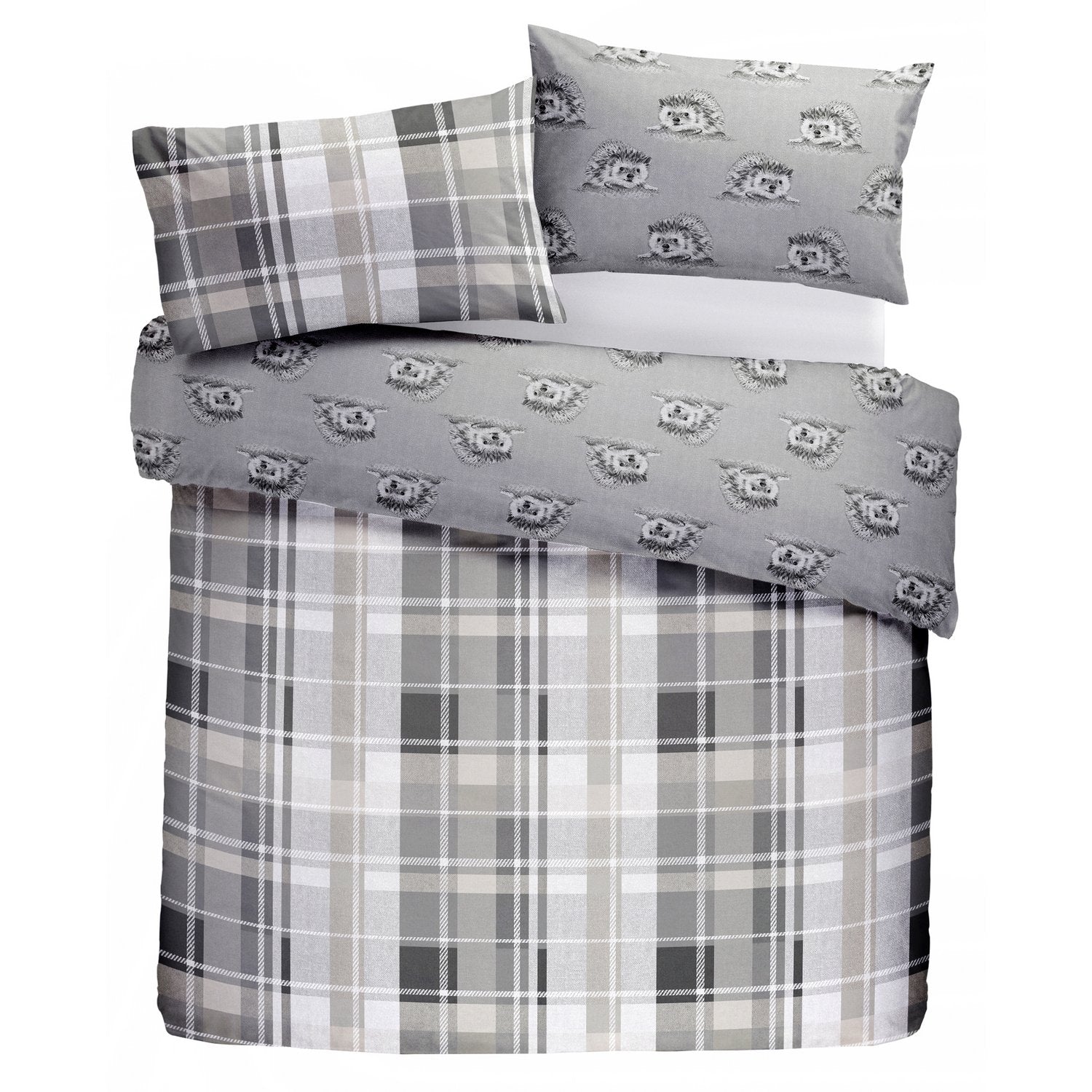 Colville Check Grey Brushed Cotton Duvet Set