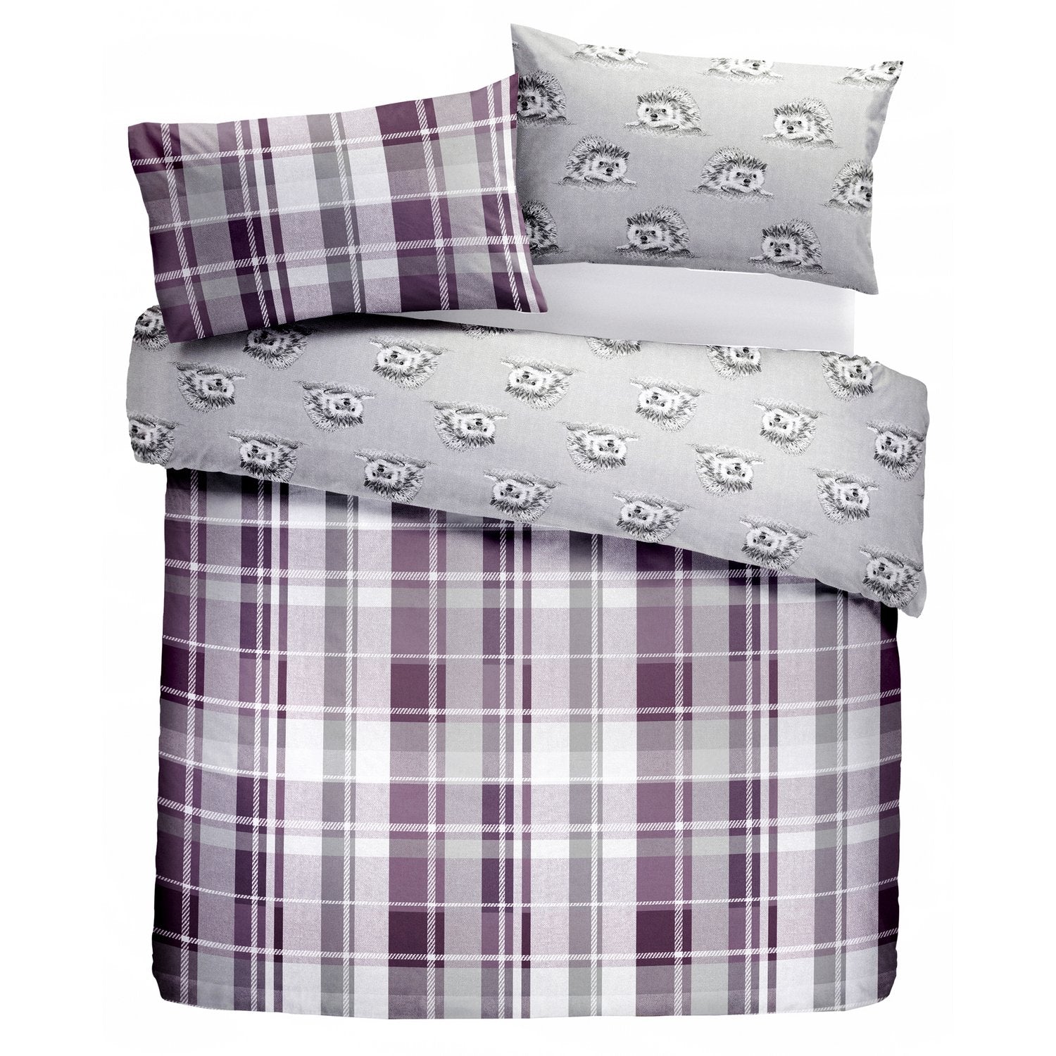Colville Check Plum Brushed Cotton Duvet Set