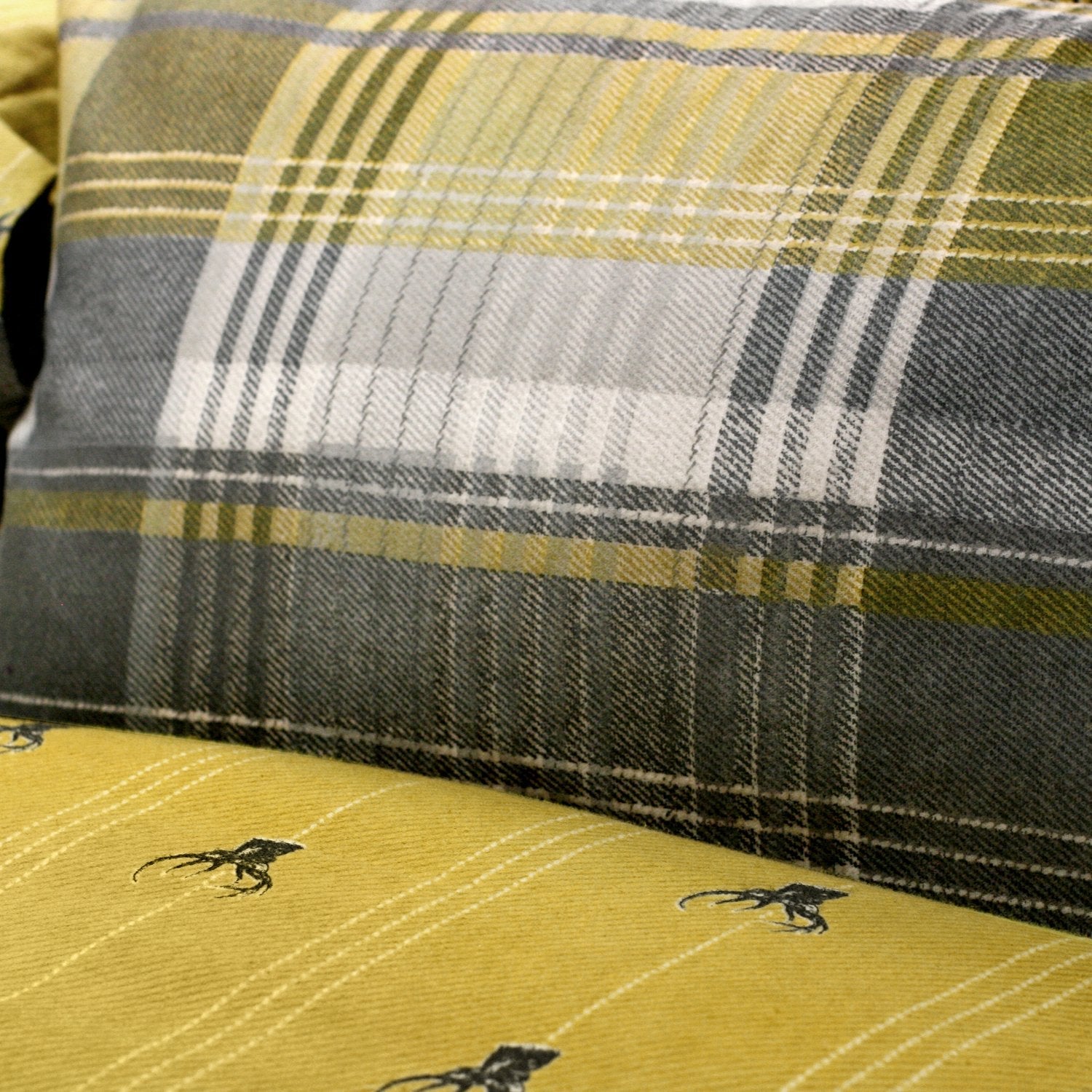 Connolly Ochre Check Brushed Cotton Duvet Set