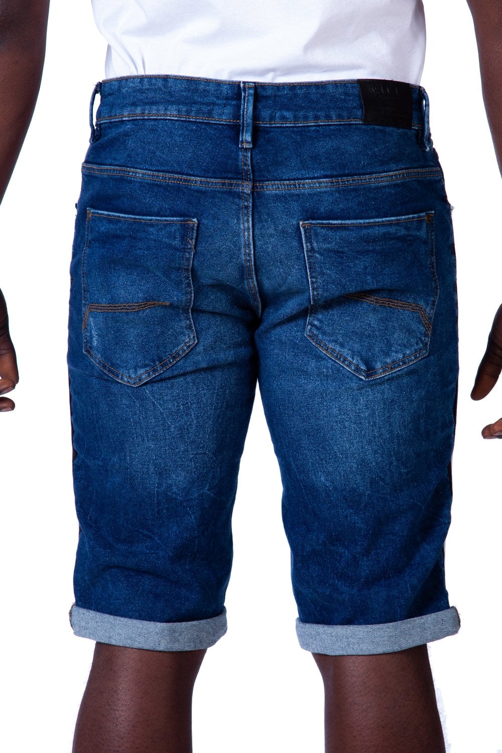 Taped Denim Shorts