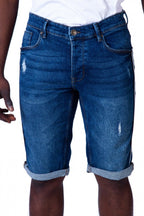Taped Denim Shorts