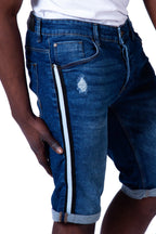 Taped Denim Shorts