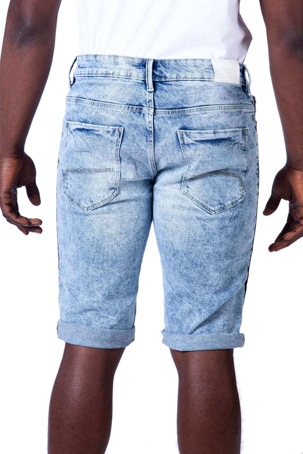 Taped Denim Shorts