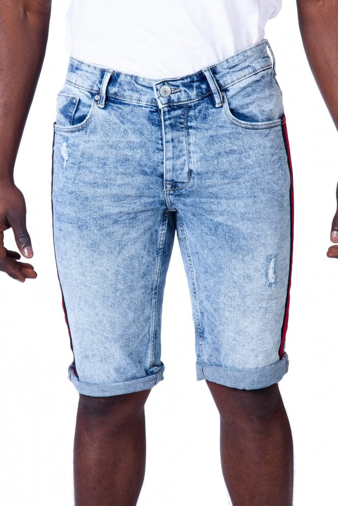 Taped Denim Shorts