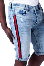 Taped Denim Shorts