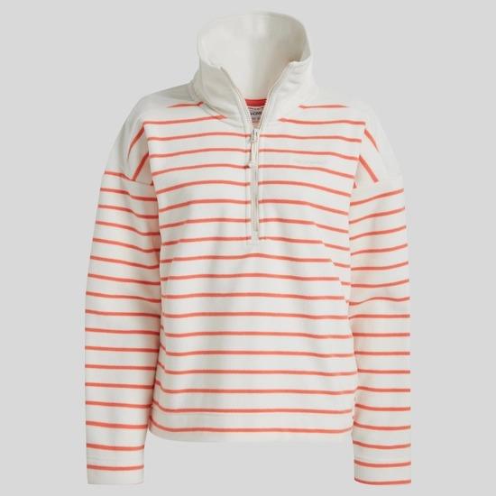 Craghoppers Lily Half Zip Fleece | Deep Coral Stripe - Beales department store