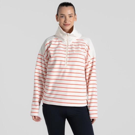 Craghoppers Lily Half Zip Fleece | Deep Coral Stripe - Beales department store