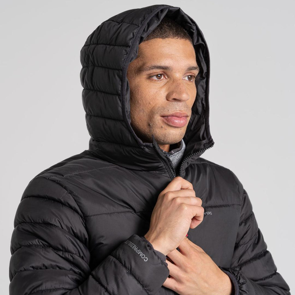 Craghoppers Men's Compresslite VIII Hooded Jacket - Black - Beales department store