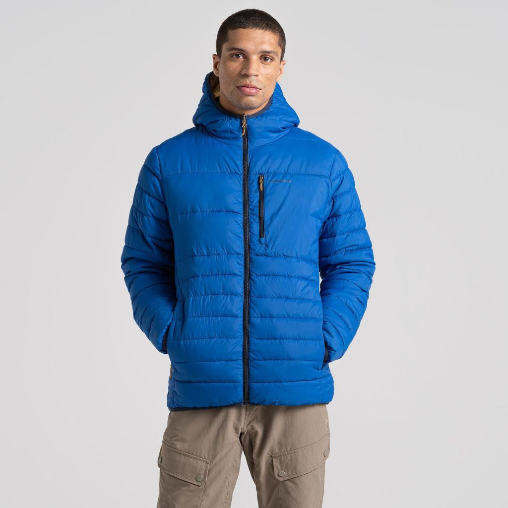 Craghoppers Men's Compresslite VIII Hooded Jacket - Bolt Blue/Pale Ochre - Beales department store