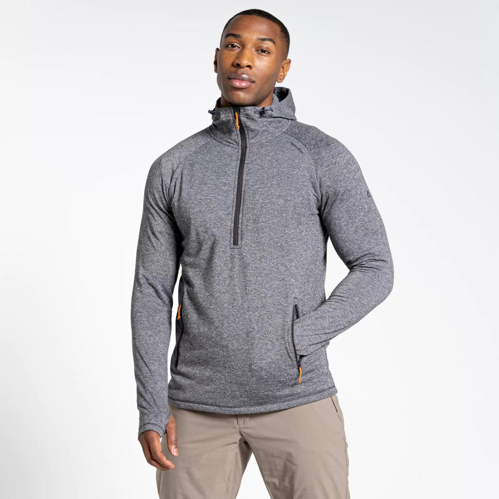 Craghoppers Men's Dynamic Hooded Half Zip Top - Black Pepper Marl - Beales department store