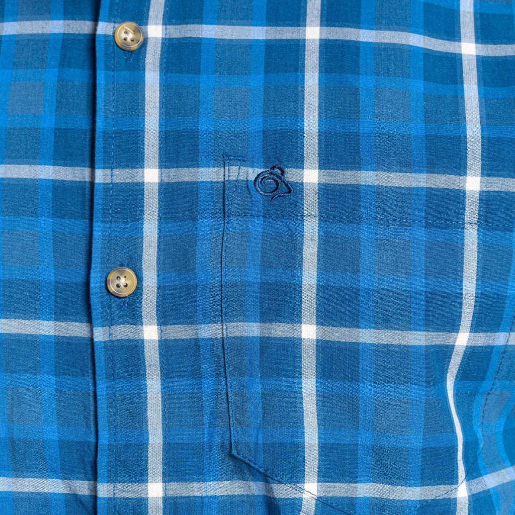 Craghoppers Men's Menlo Short Sleeved Shirt - Poseidon Blue Check - Beales department store