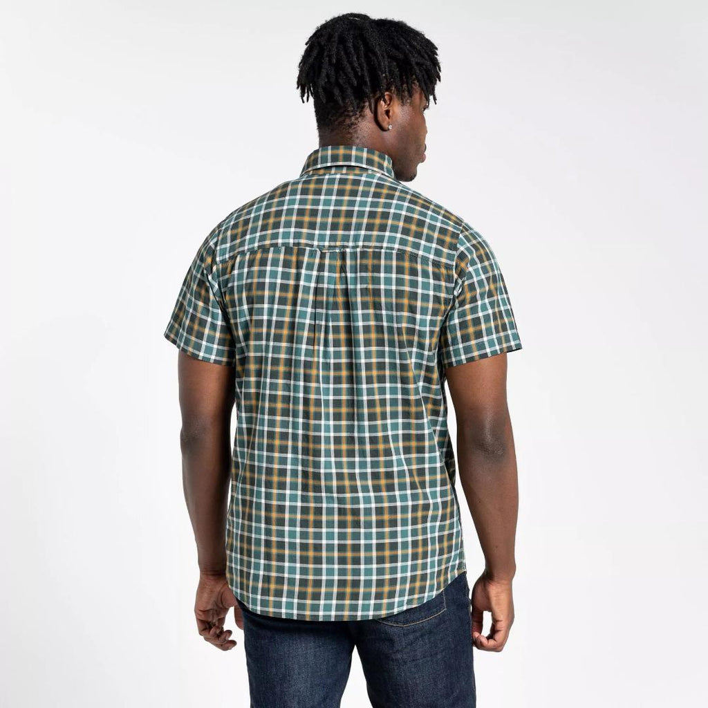 Craghoppers Men's Menlo Short Sleeved Shirt - Spruce Green Check - Beales department store