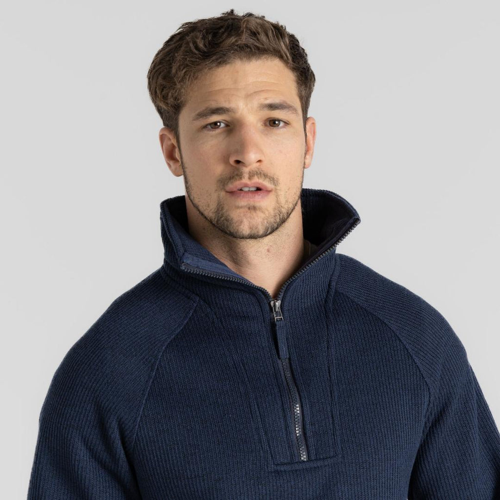 Craghoppers Men's Wole Half Zip Fleece - Blue Navy Marl - Beales department store