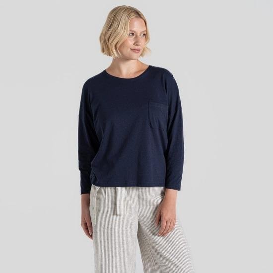 Craghoppers Nosibotanical Emere Long Sleeved Top - Blue Navy - Beales department store