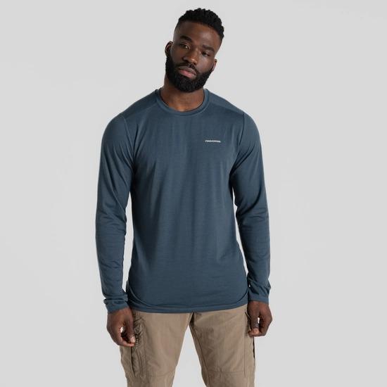 Craghoppers Nosilife Abel Long Sleeved T-Shirt - Blue Stone - Beales department store