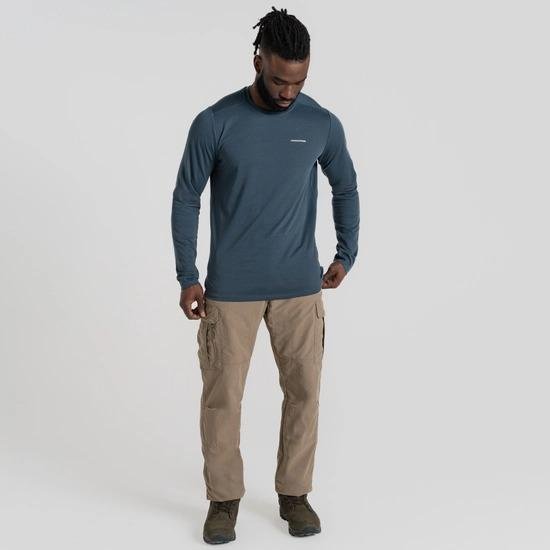 Craghoppers Nosilife Abel Long Sleeved T-Shirt - Blue Stone - Beales department store