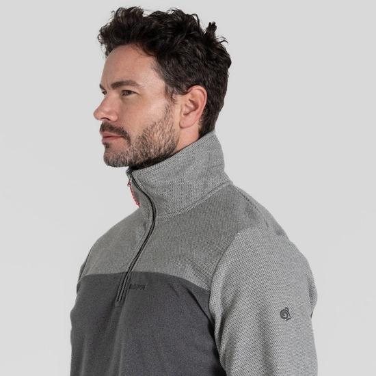 Craghoppers Reon Half Zip Fleece - Soft Grey Marl / Black Pepper Marl - Beales department store