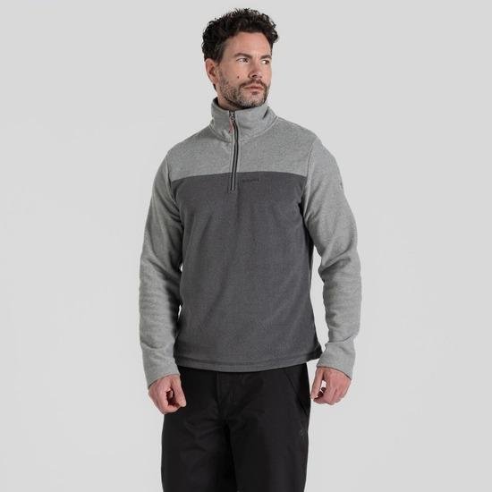 Craghoppers Reon Half Zip Fleece - Soft Grey Marl / Black Pepper Marl - Beales department store